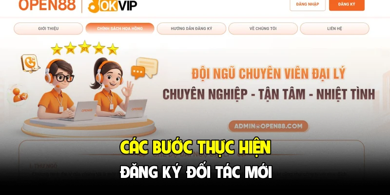 Các bước thực hiện đăng ký đối tác mới