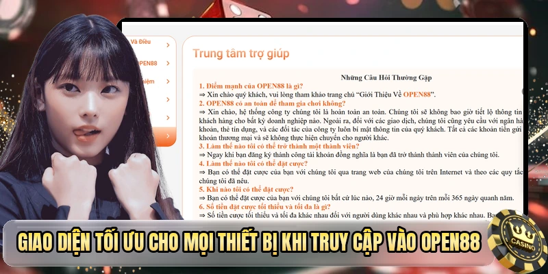Giao diện tối ưu cho mọi thiết bị khi truy cập vào OPEN88