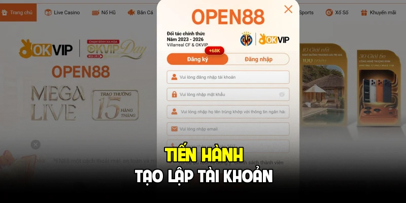 Tiến hành tạo lập tài khoản